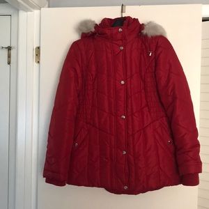 Red Susan Graver Puffer Coat